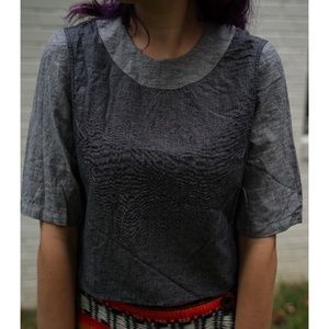In God We Trust Layered Denim-look Top